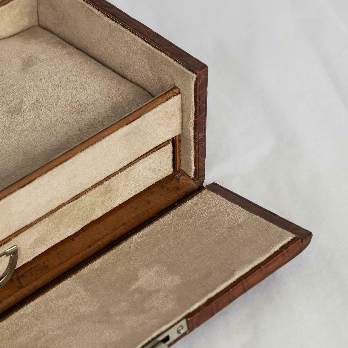 20th Century British Made Crocodile Travel Overnight Vanity Case, C.1900 photo furniture