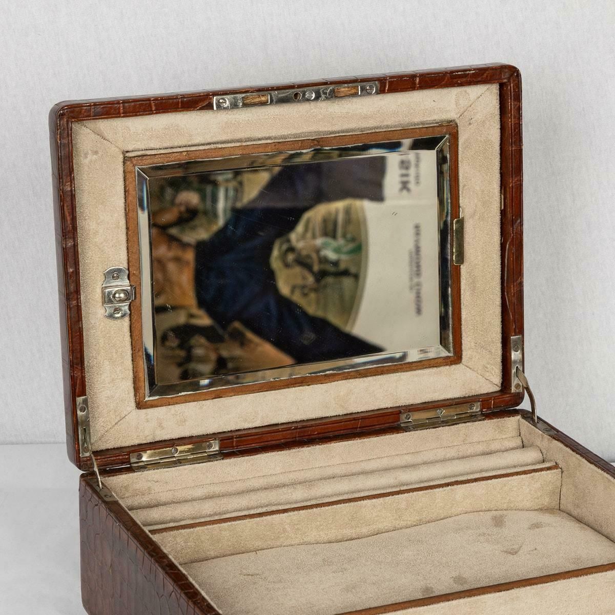 Home Decor 20th Century British Made Crocodile Travel Overnight Vanity Case, C.1900 photo