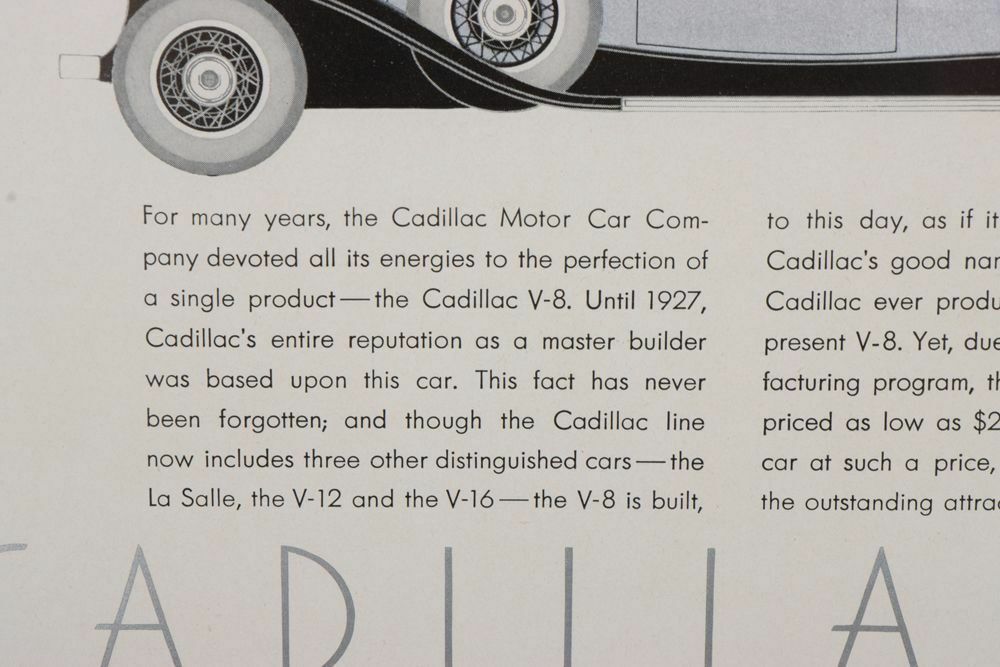 Framed American Art Deco Coloured Cadillac V8/12/16 Print C.1930 photo buy