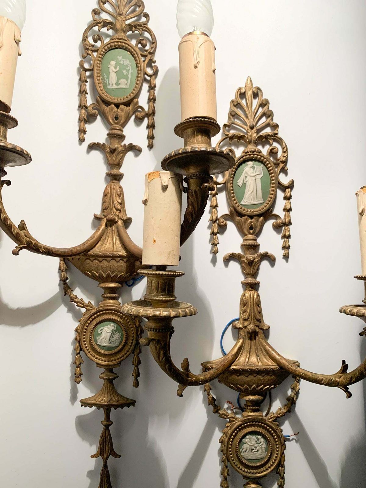 Pair Of Bronze And Cameo Appliques From The 19th Century