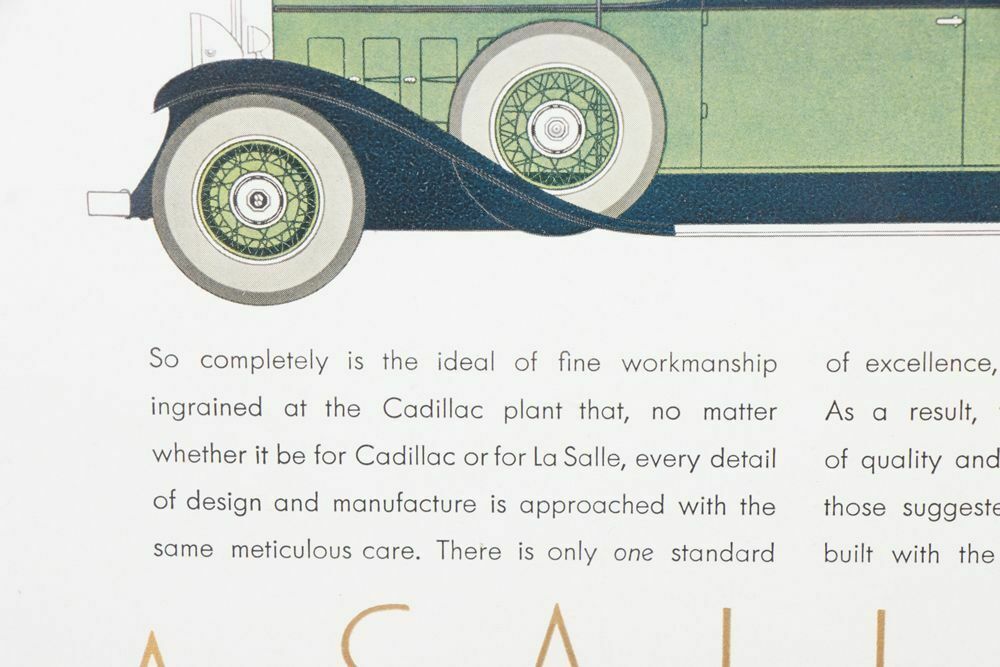 American Art Deco Coloured Cadillac La Salle V 8 Print C.1930 photo 175.0