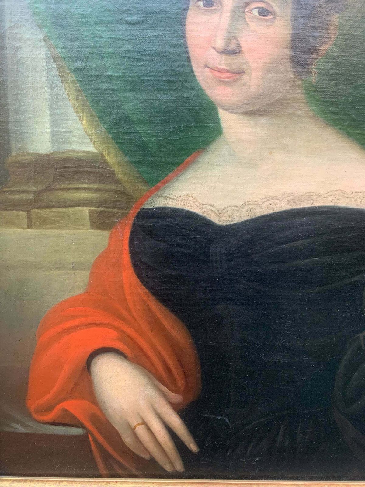 photo furniture Pair Of Oil On Canvas Paintings Of Ladies And Gentlemen From The 19th Century