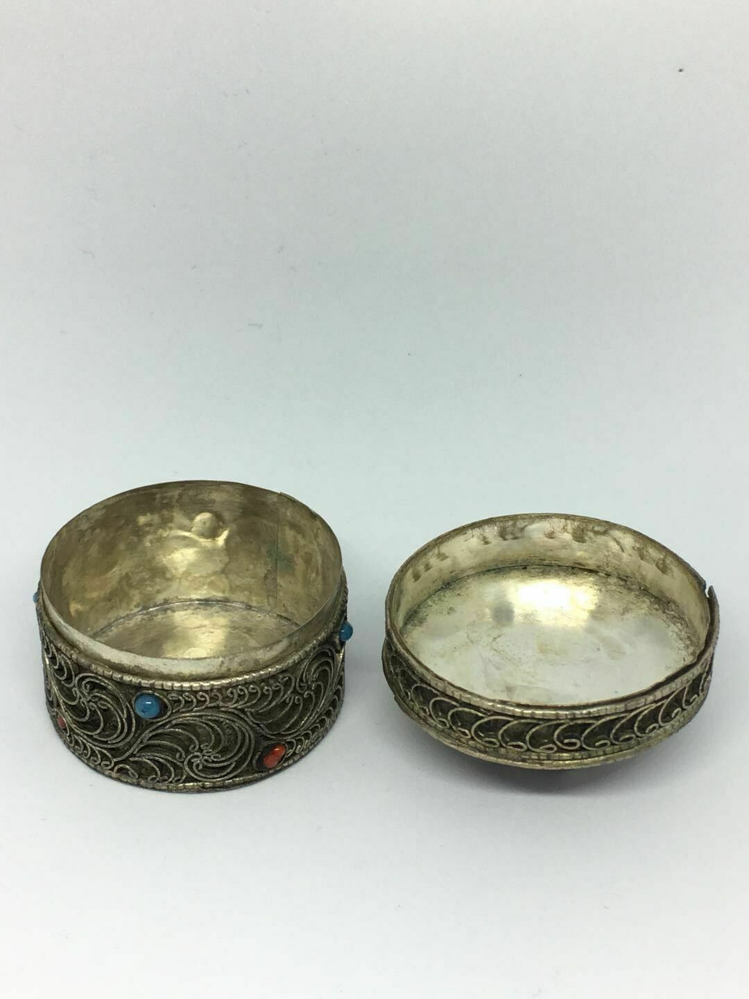 90.0 Antique Tibet Handmade Filigree Tibetan Silver Gaudencio Jewellery Box photo