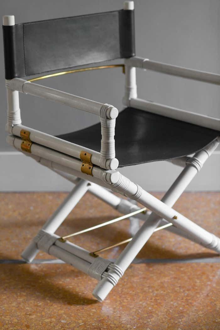 Lyda Levi Mcguire Director's Chair In Wood And Leather With Brass Details, 1970 photo furniture
