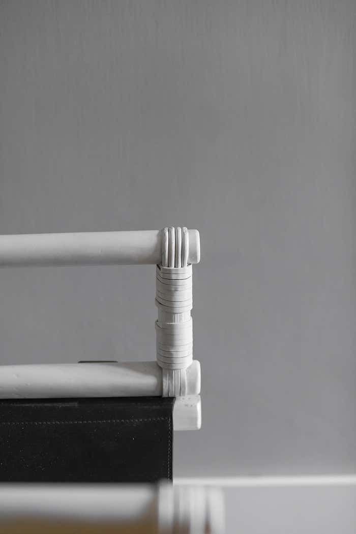 Lyda Levi Mcguire Director's Chair In Wood And Leather With Brass Details, 1970 photo vintage