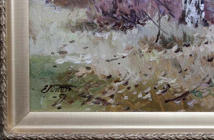 Edgars Vinters Birches. 1957, Oil On Cardboard, 45x60 Cm photo for sale