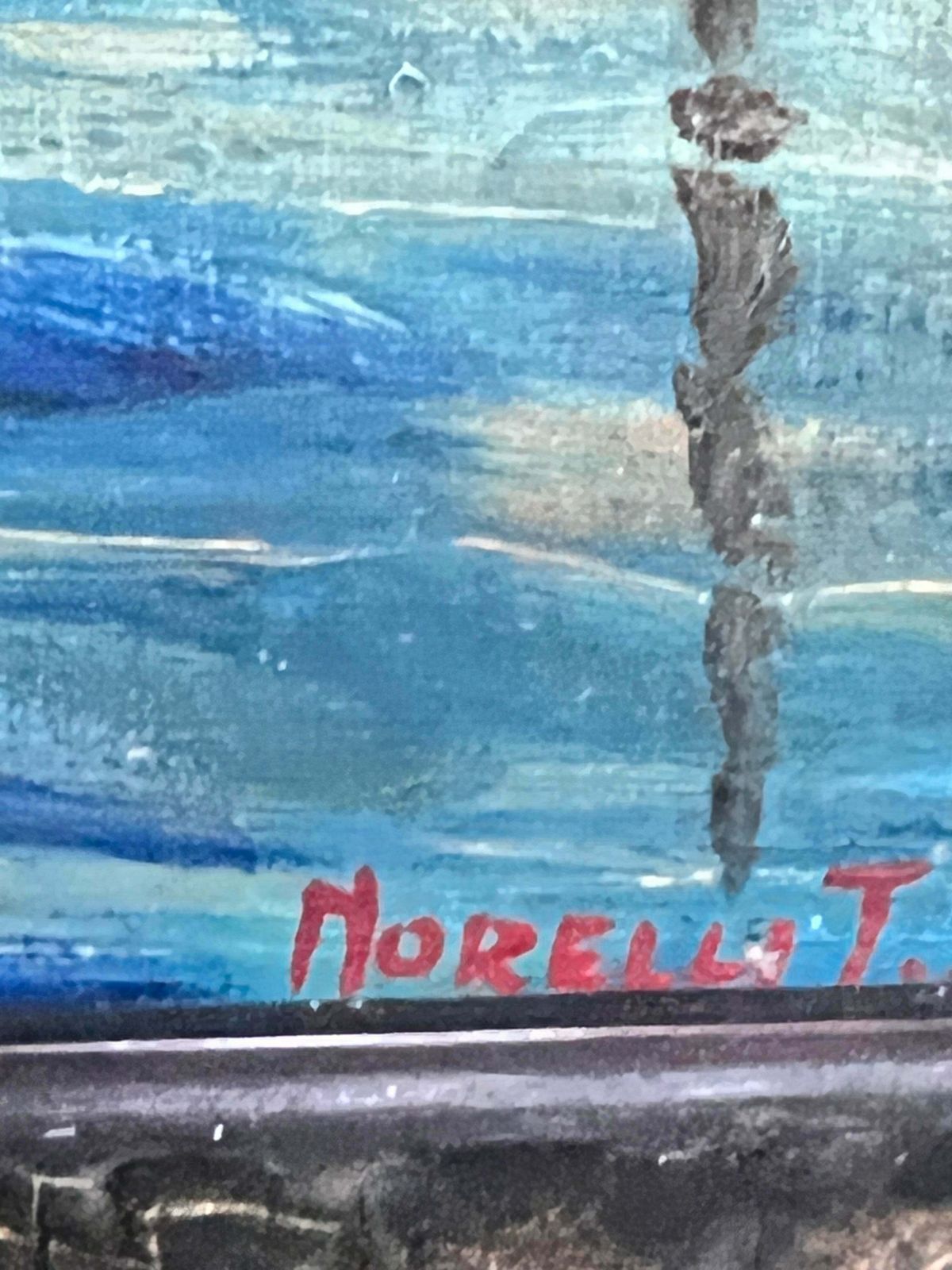 Oil Painting On Plywood Of A Navy By T. Morelli, 1940s photo for sale