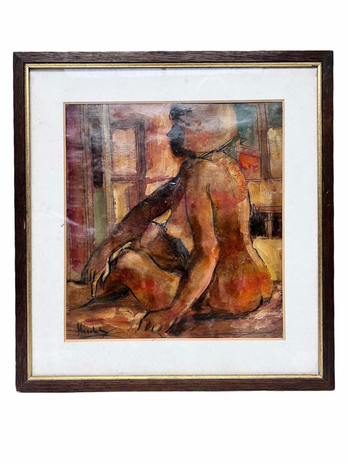Oil Painting On Plywood Of A Woman's Nude By Aldo Sterchele From 1980