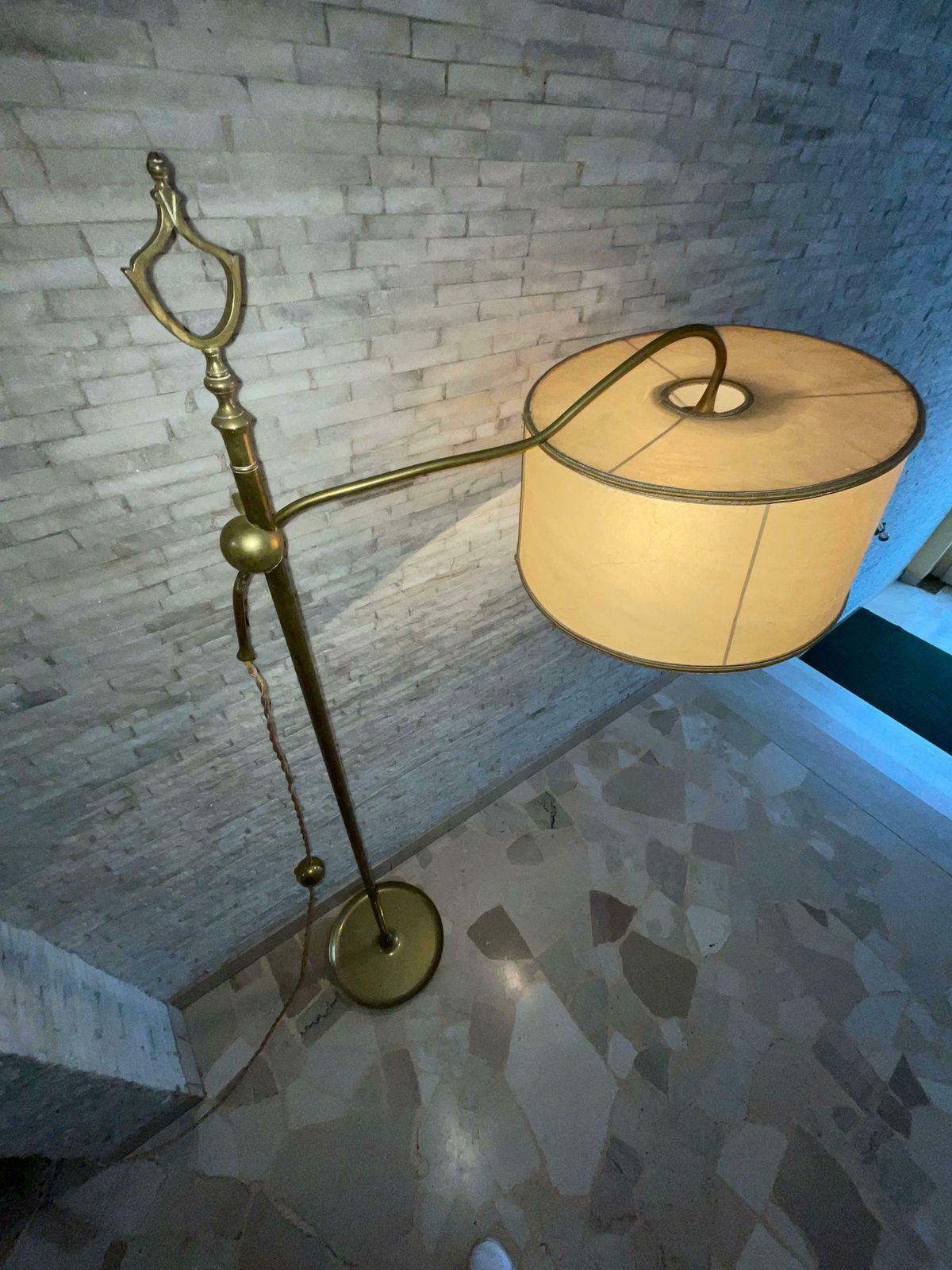 Stilnovo   Floor Lamp   Brass And Faux Parchment   1950s photo vinterior