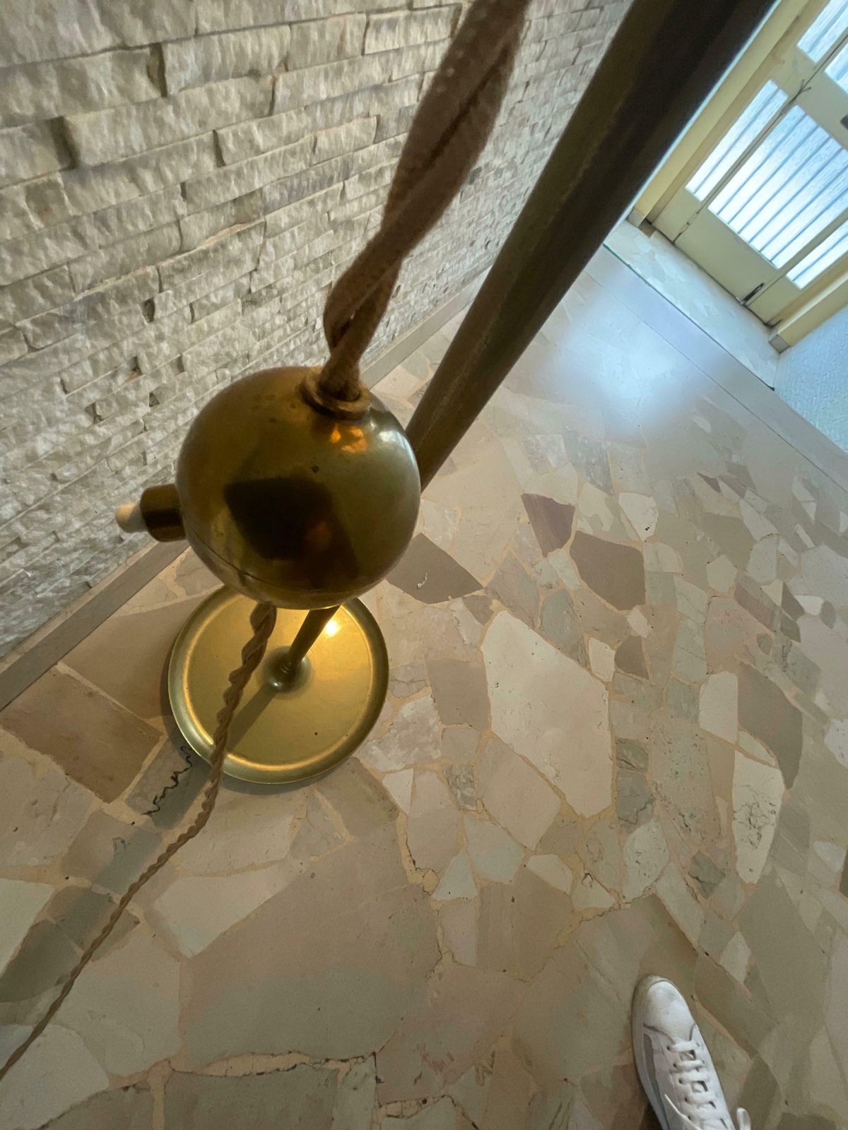 photo for sale Stilnovo   Floor Lamp   Brass And Faux Parchment   1950s