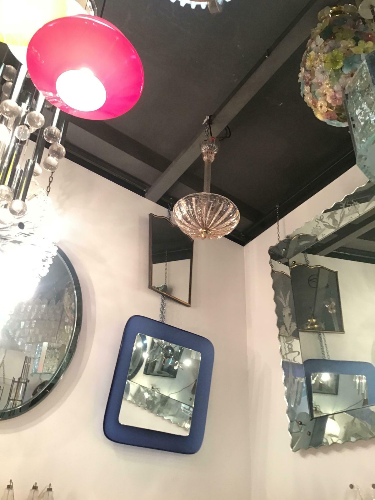 Barovier And Toso Pink Brass Glass Chandelier From 1940 Italy photo for sale