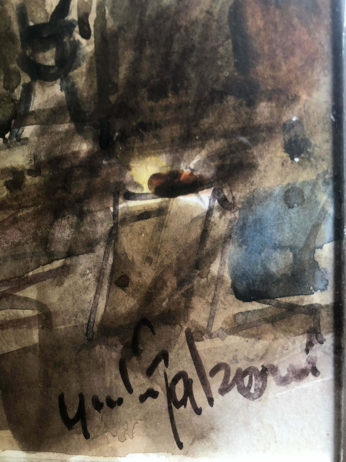 Watercolor Painting By Giulio Falzoni, 1960s photo furniture