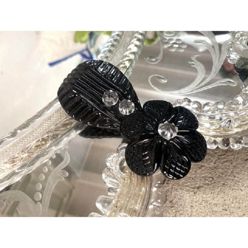 Venetian Black Floreal Hand Carving Mirror In Murano Glass Style photo buy