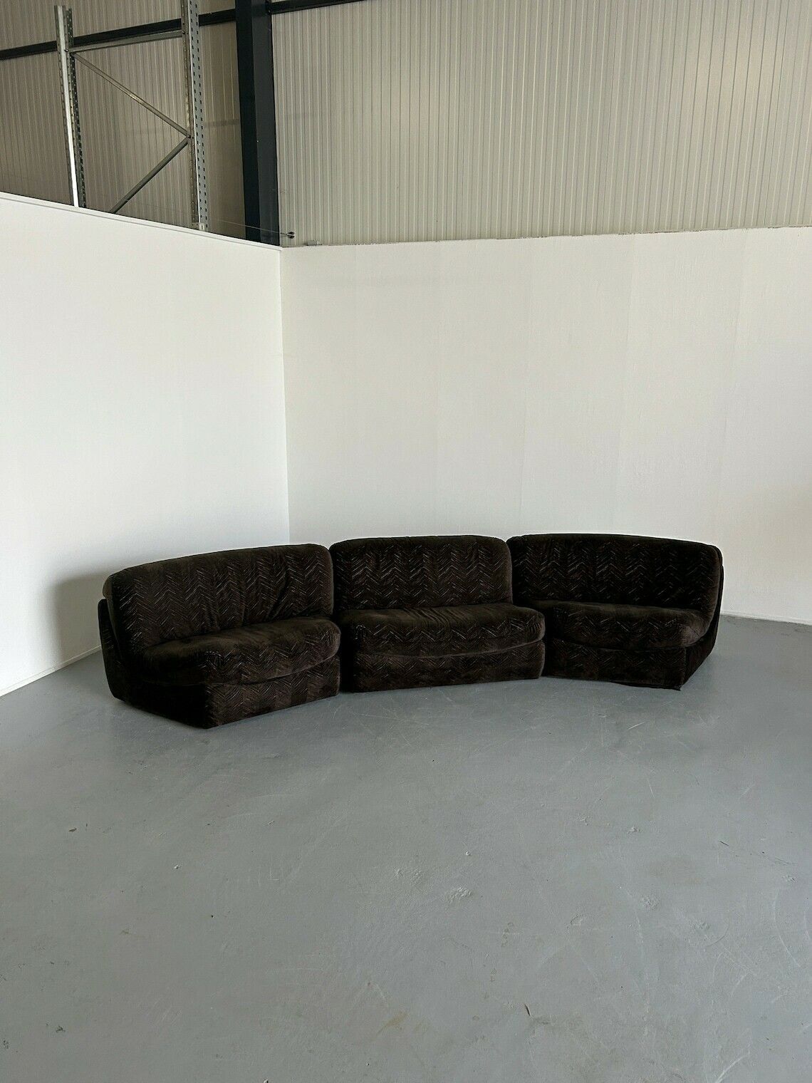 Vintage Mid Century Modern Curved Modular Sofa In Style Of Vladimir Kagan, Attributed To Wittmann, Austria / 1970s Sectional Serpentine Sofa photo furniture