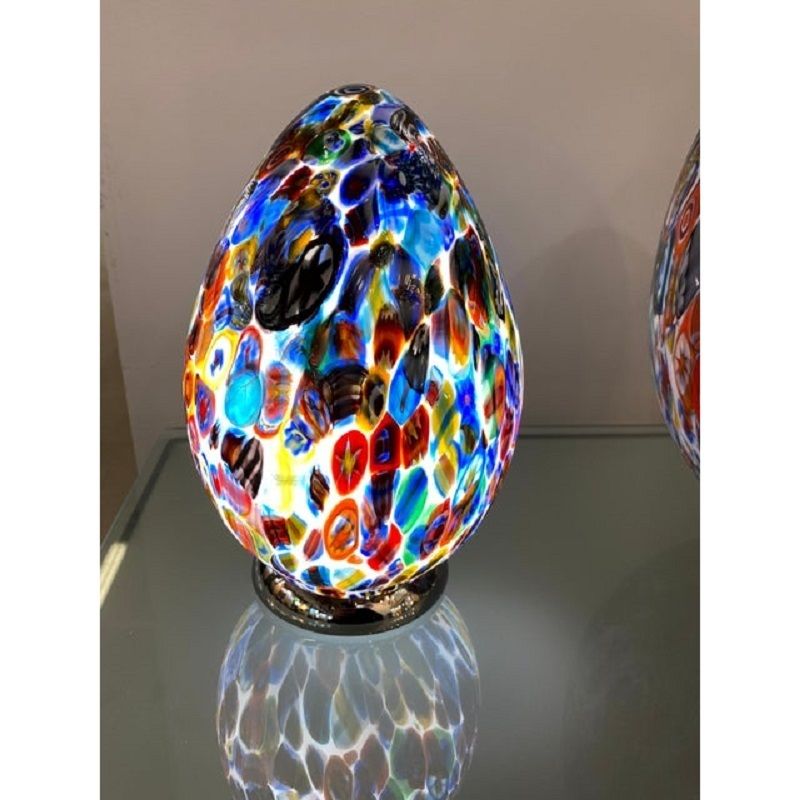 Contemporary Murano Glass Style Venetian Multicolored Millefiori Murrine Table Lamp photo vintage