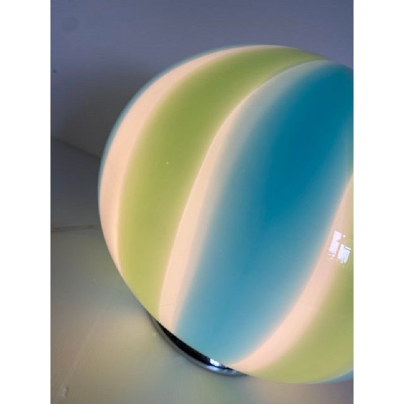 Contemporary Milky, Blue And Green Sphere Table Lamp In Murano Glass photo vintage