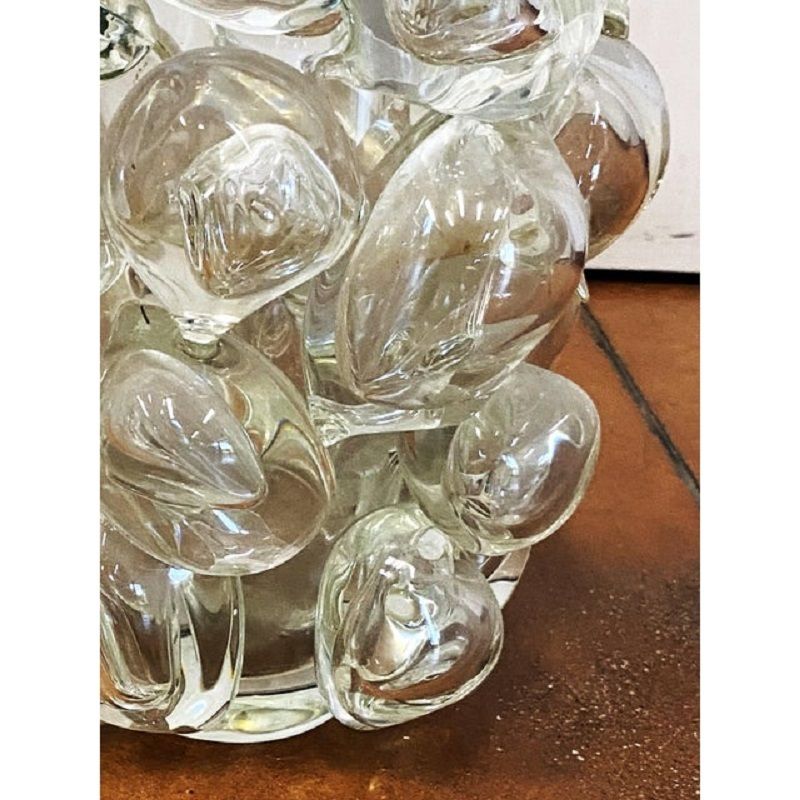 Contemporary Transparent Murano Glass Vase Hand Blown With Bubbles photo Home Decor
