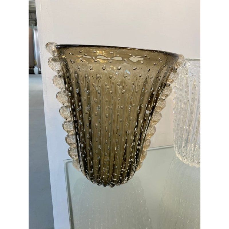 Contemporary Handmade Fume' With Air Balls Murano Glass Style Vase photo buy