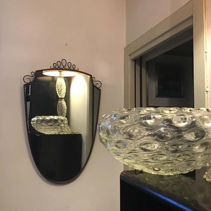 Gio' Ponti Mirror Brass Wood Glass 1950 Italy photo furniture