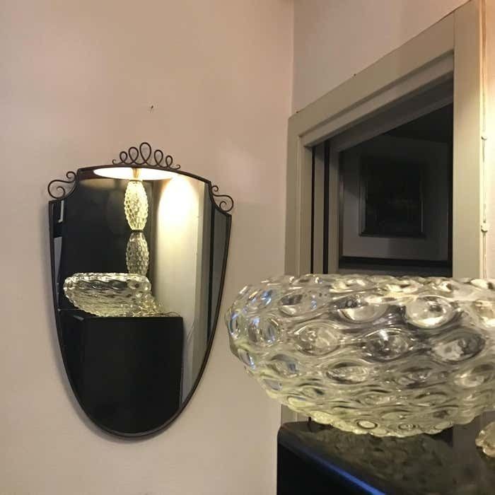 Gio' Ponti Mirror Brass Wood Glass 1950 Italy photo Home Decor