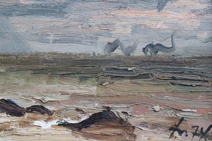 Clouds Over The Sea 1974 Cardboard Oil photo vinterior