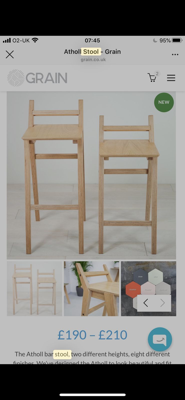 Designer Grain, London Pair Of Ply Bar Stools With Beige Seat  Rrp £210 Each photo for sale