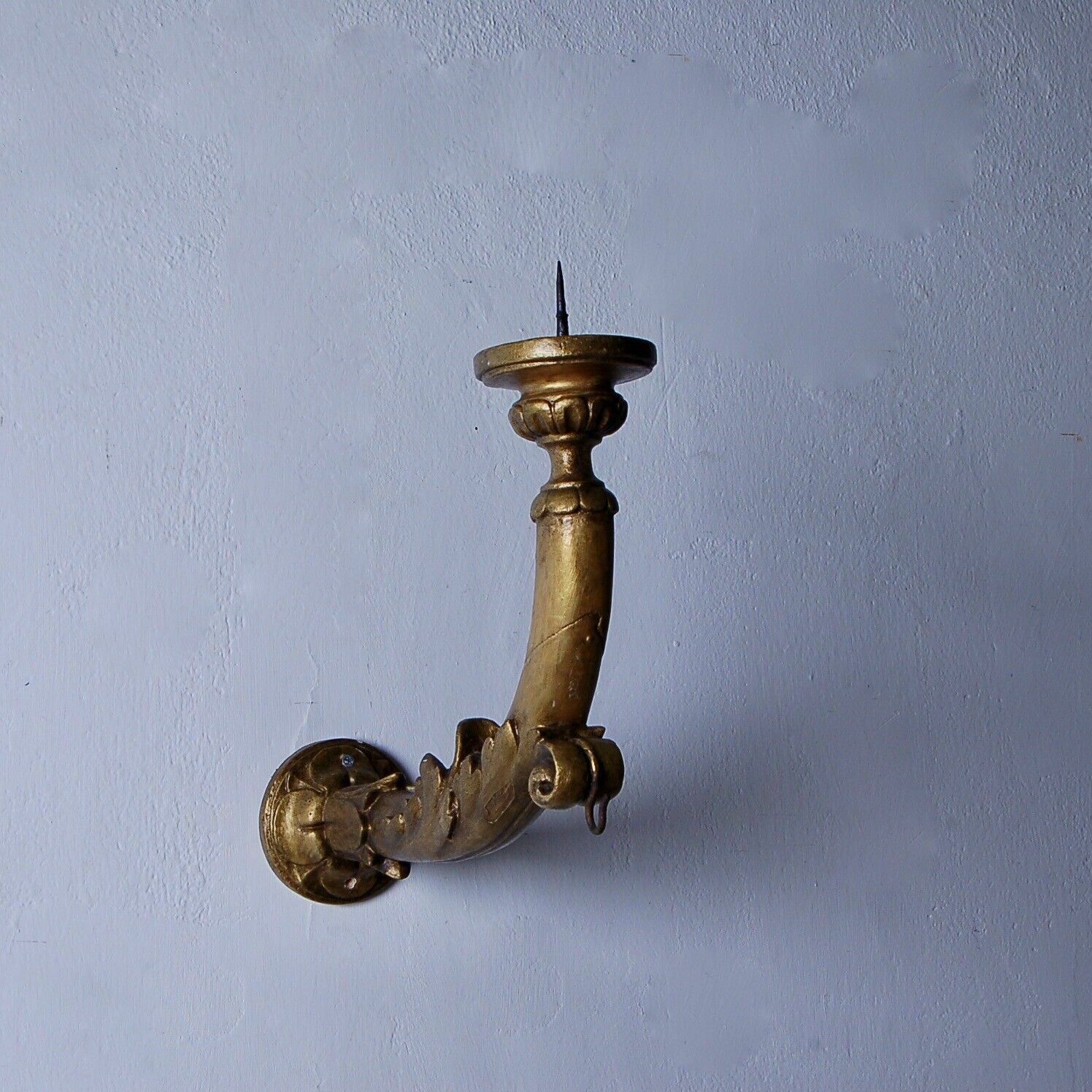 Old Wall Candle Holder From The 19th Century With An Ecclesiastical Gilded Wooden Arm photo furniture