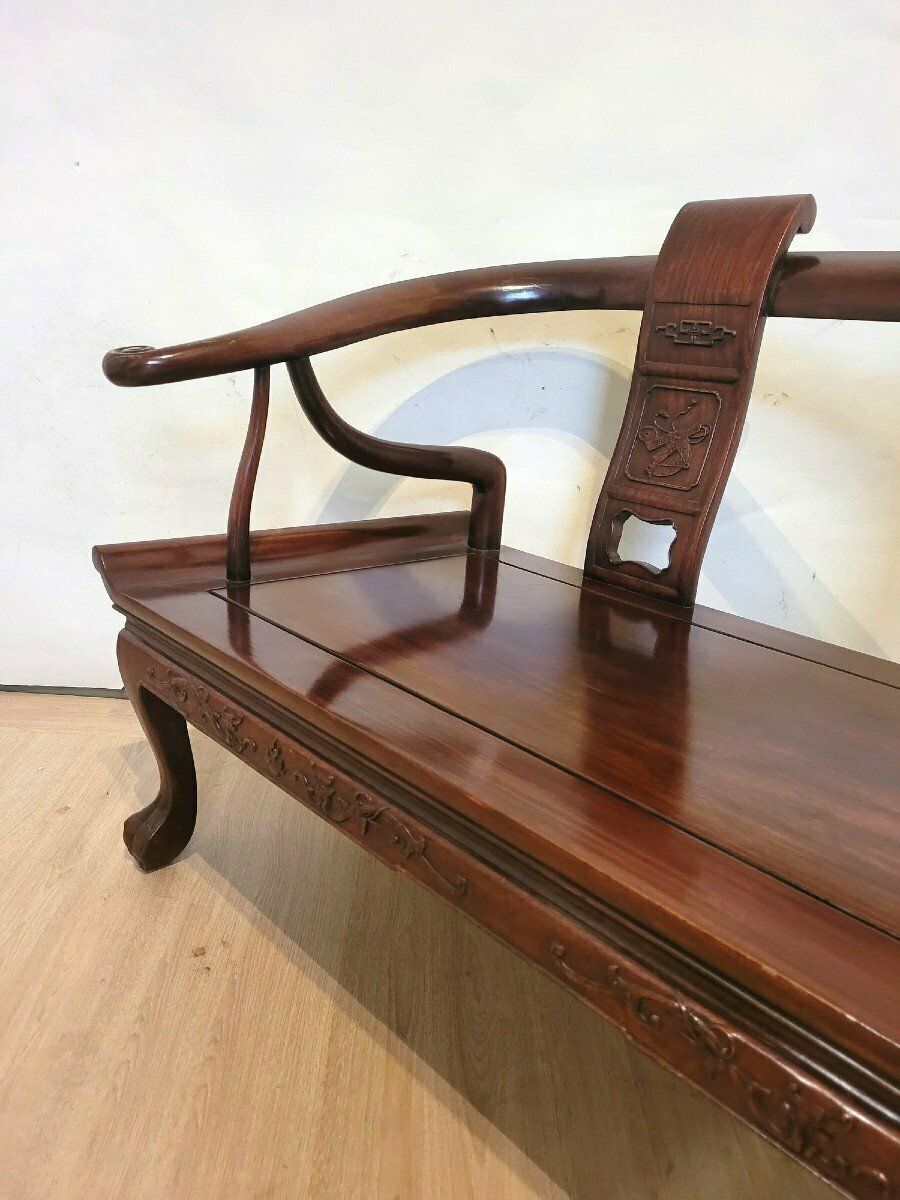 Chinese Carved Wood Bench, Late 19th Early 20th Century photo buy