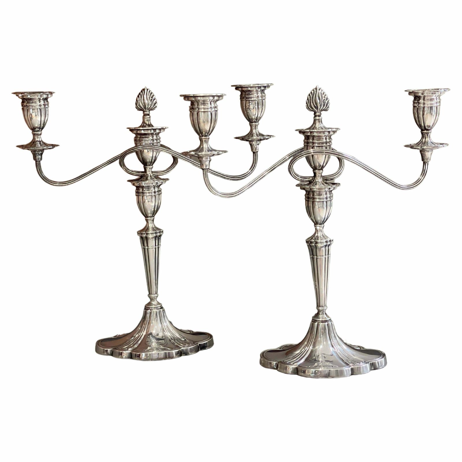 Antique Candelabras A Pair Of Elegant Sterling Silver Candle Holders Hallmarked