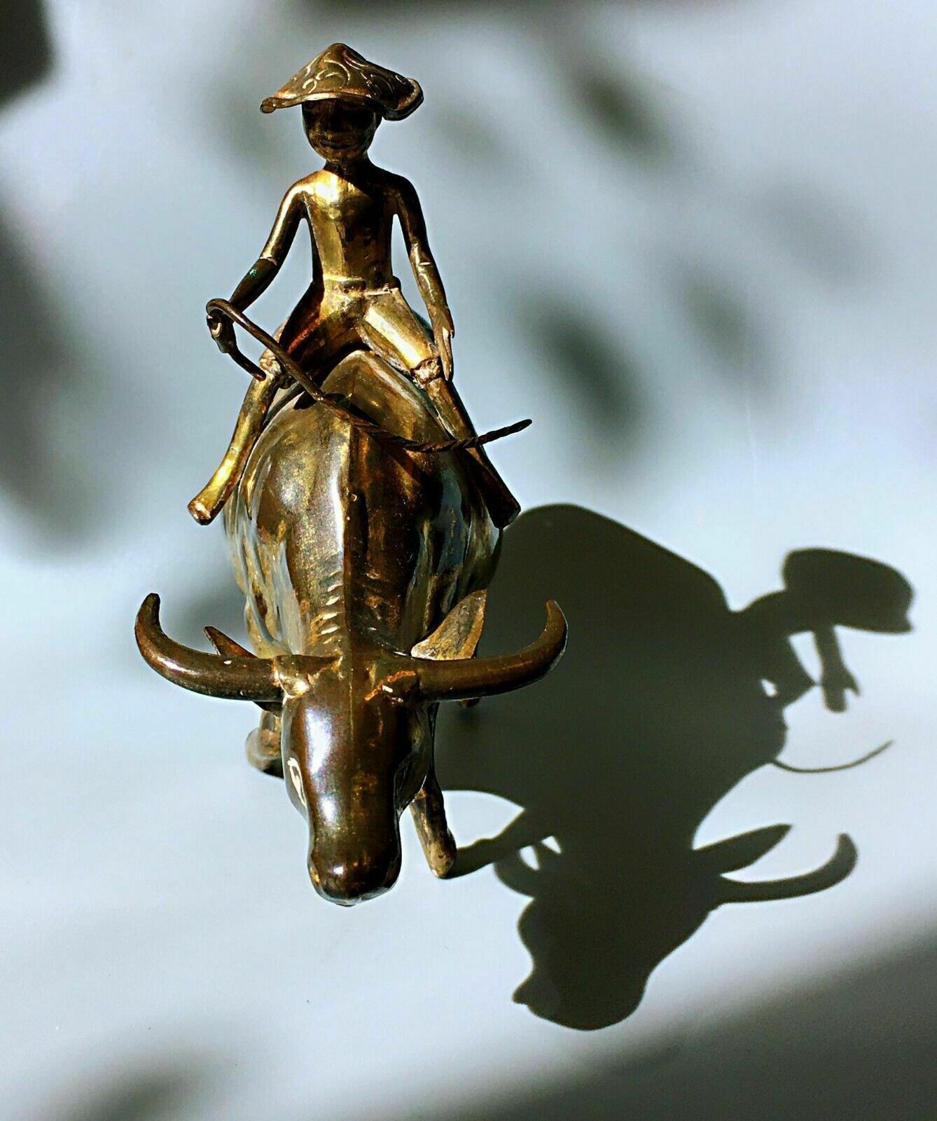 Fine Sculpture Of A Shepherd Boy And Cow   Bronze, Copper, Gilt   Asia   19th photo for sale