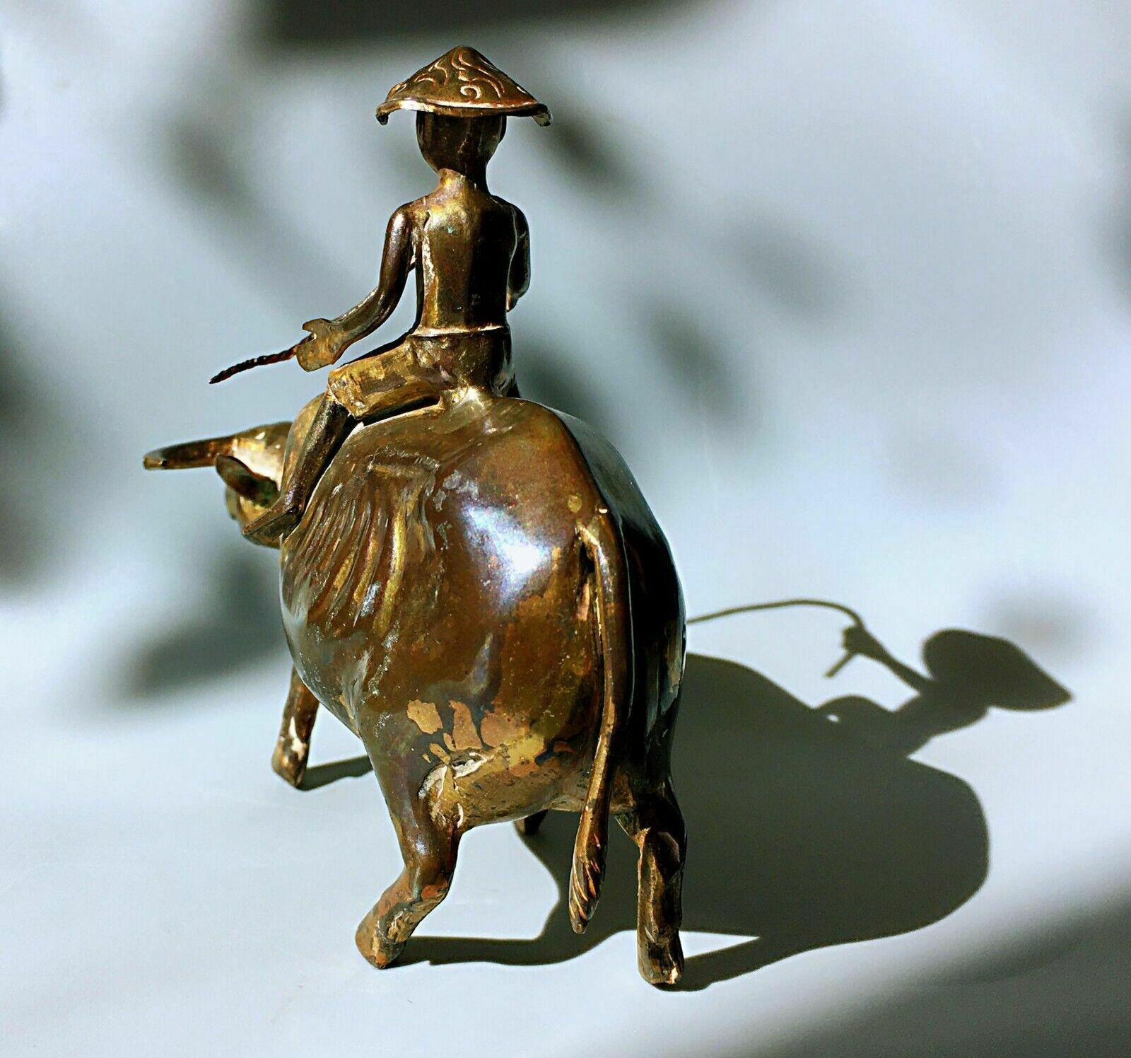 Fine Sculpture Of A Shepherd Boy And Cow   Bronze, Copper, Gilt   Asia   19th photo 380.0