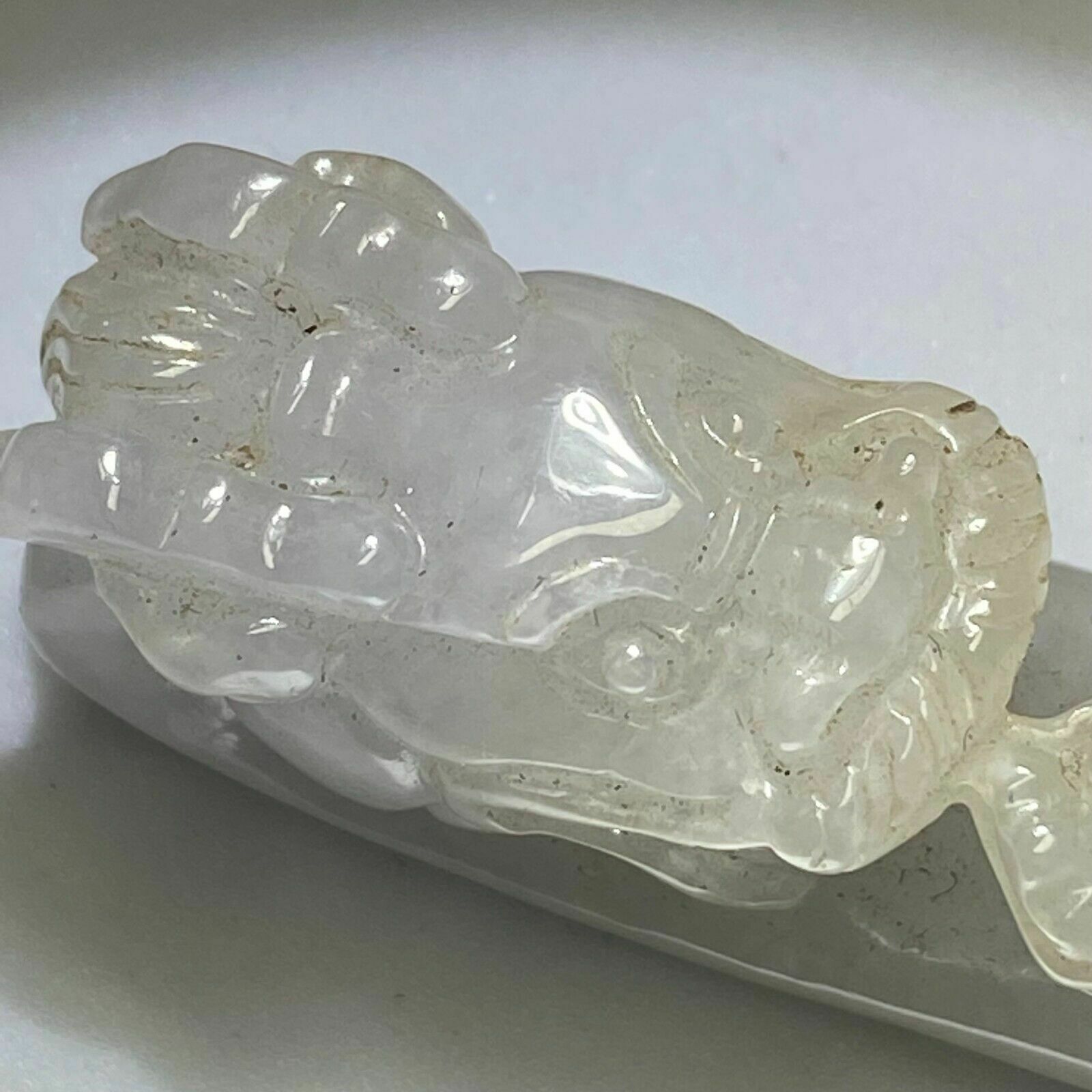 Antique Chinese White Jade Icy Jadeite Jade Dragon Belt Hook photo buy