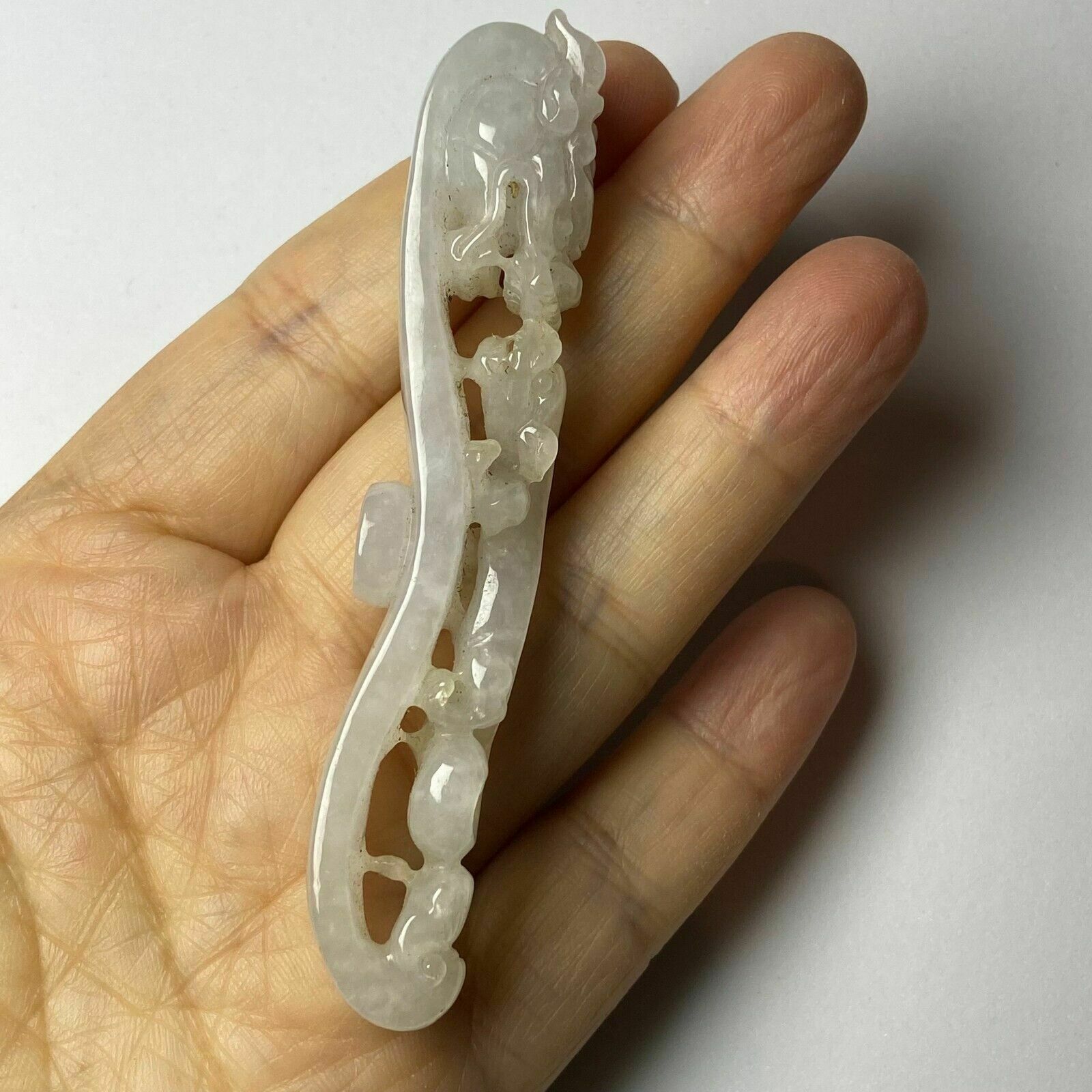 photo buy Antique Chinese White Jade Icy Jadeite Jade Dragon Belt Hook