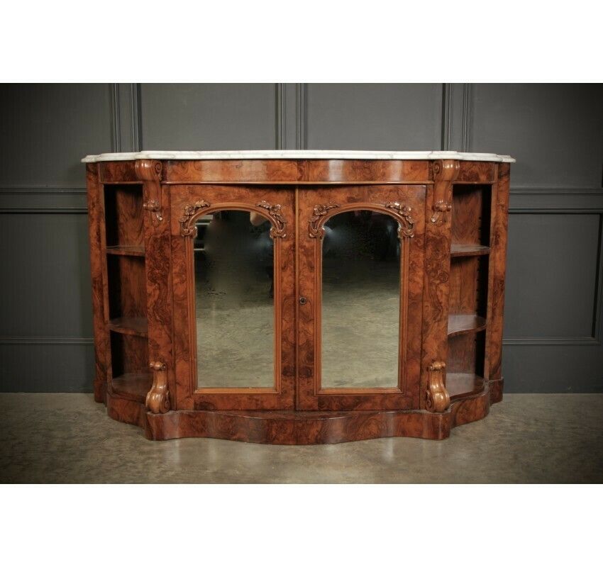 Victorian Shaped Walnut Side Cabinet Credenza photo for sale