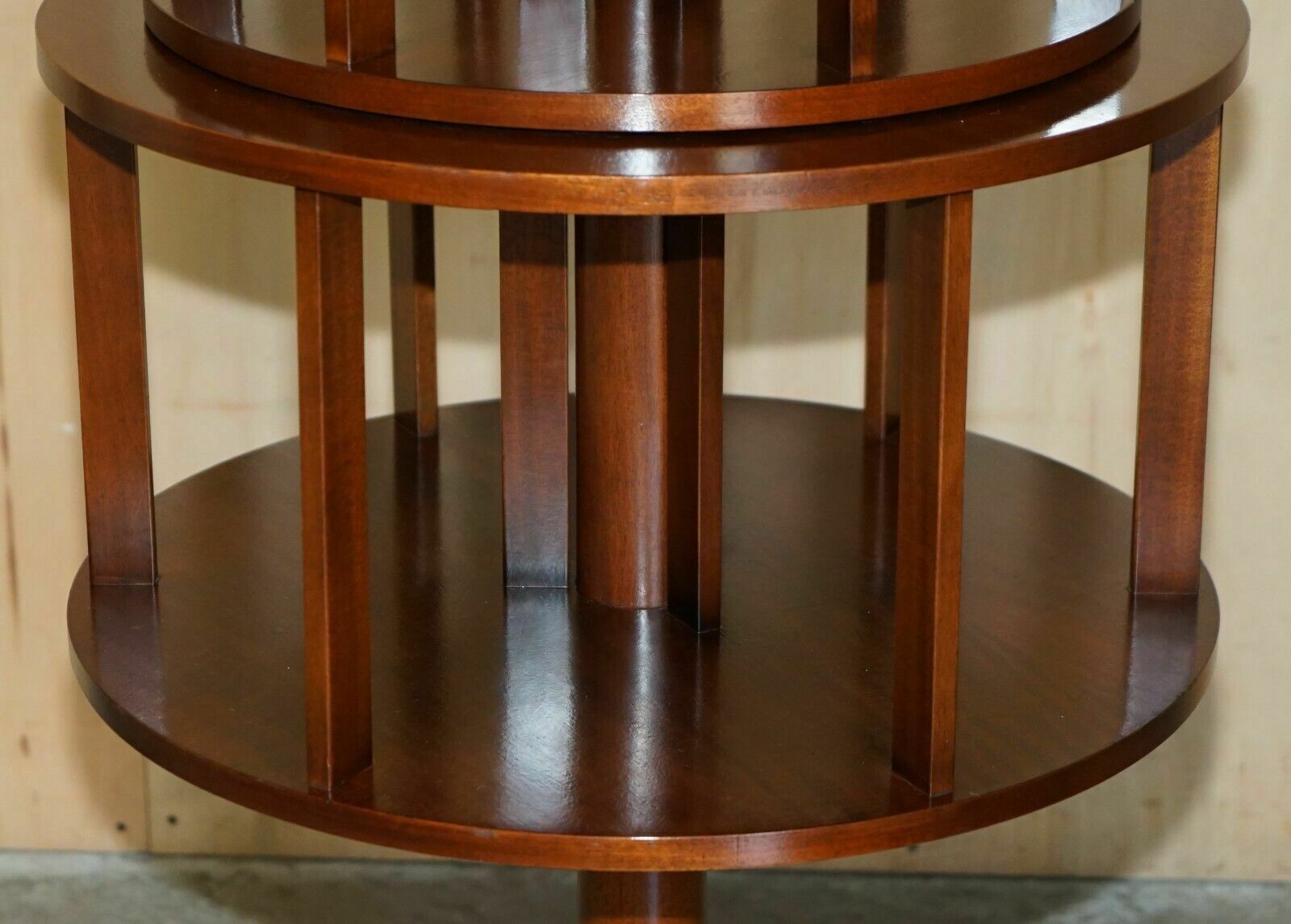 148cm Tall Restored Regency Style Revolving Mahogany Library Bookcase Table photo vinterior