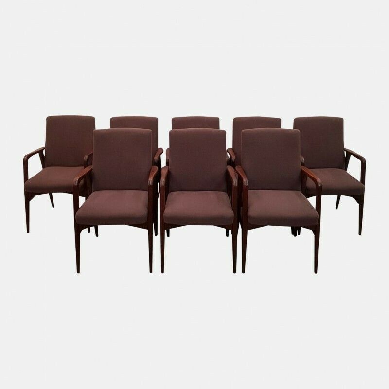 Set Van 8 Deense Teakhouten Fauteuils
