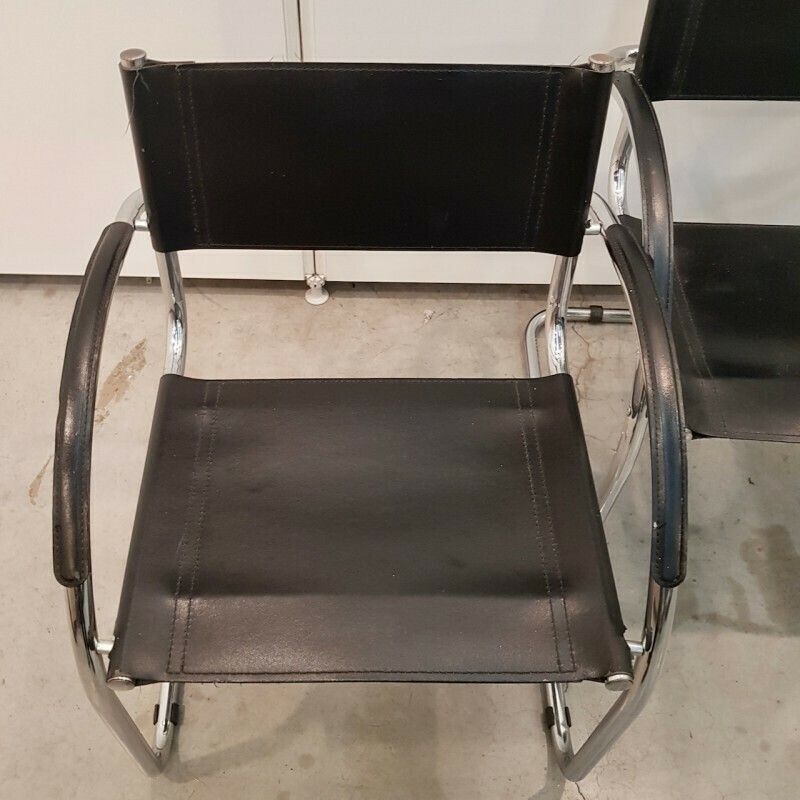 Furniture Set Of 4 Black Mart Stam Style Armchairs With Curved Armrest photo
