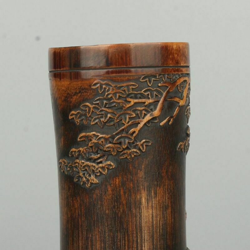 photo for sale A Pair Of Chinese Bamboo Carving Brush Pen Holders    Circa 1930 1960