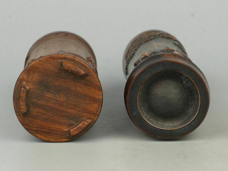 Home Decor A Pair Of Chinese Bamboo Carving Brush Pen Holders    Circa 1930 1960 photo