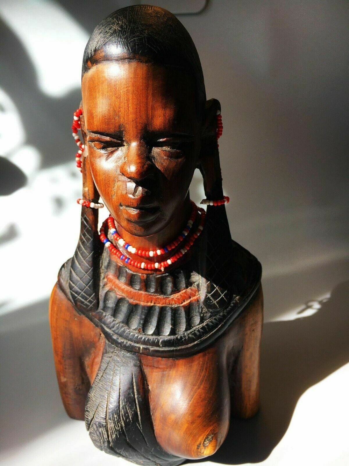 Africa Handcarved Rosewood Tribal Lady Figurine
