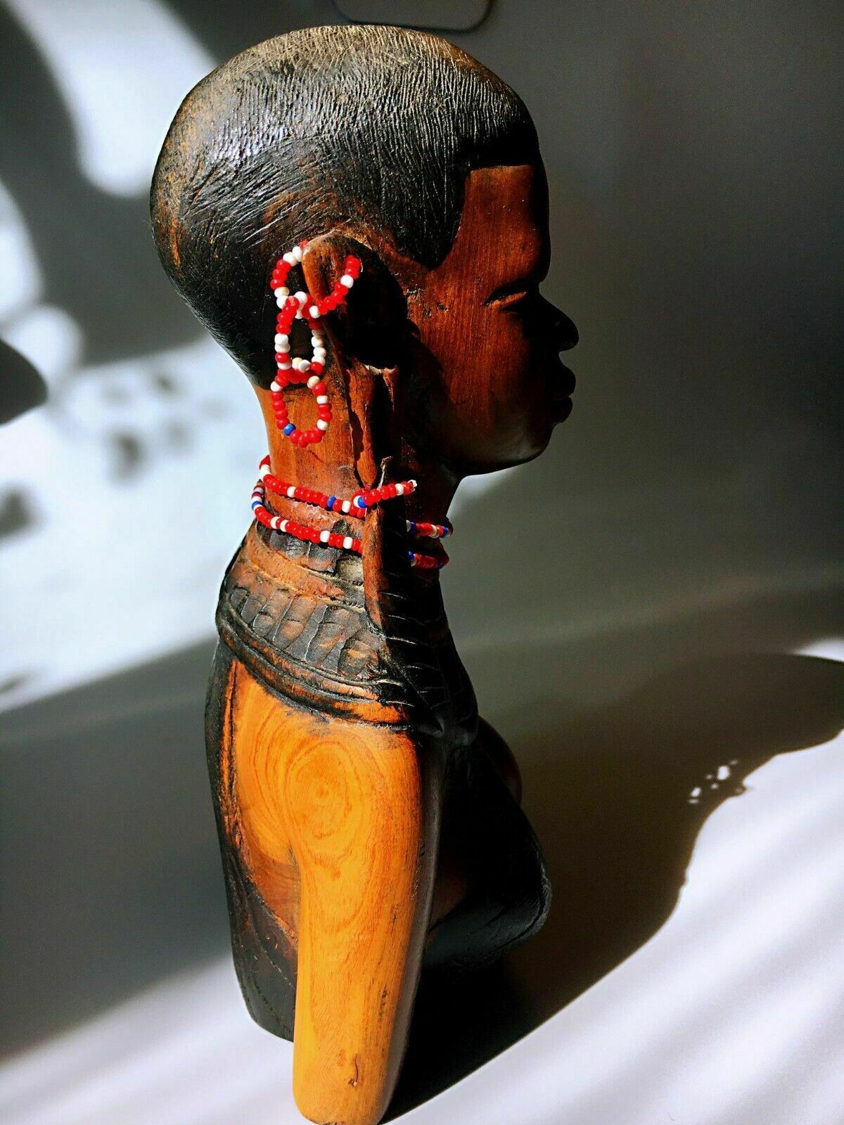 Africa Handcarved Rosewood Tribal Lady Figurine photo 75.0
