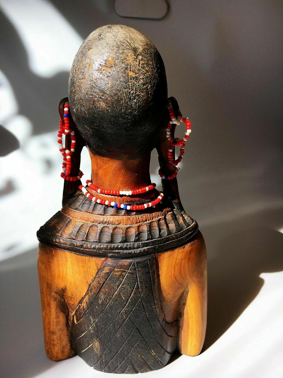 Africa Handcarved Rosewood Tribal Lady Figurine photo buy