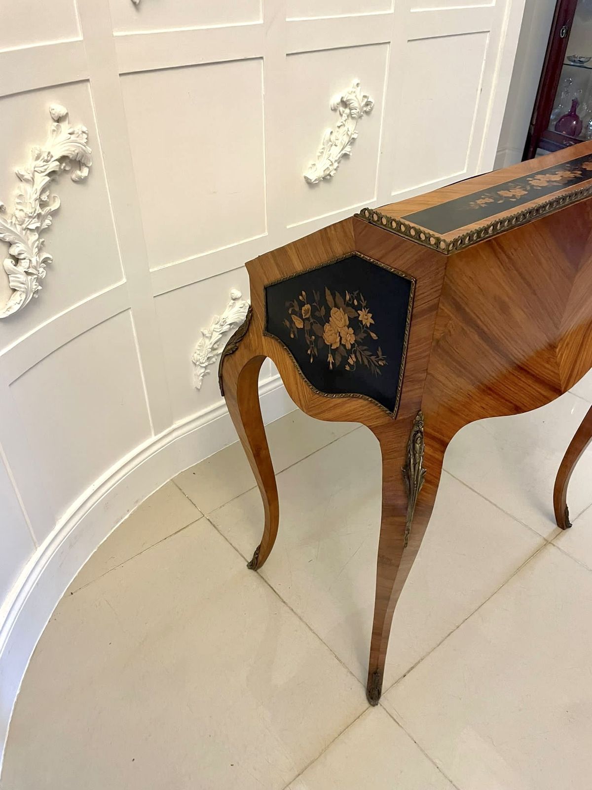 Antique 19th Century Quality Satinwood Freestanding Marquetry Inlaid French Bureau photo vinterior