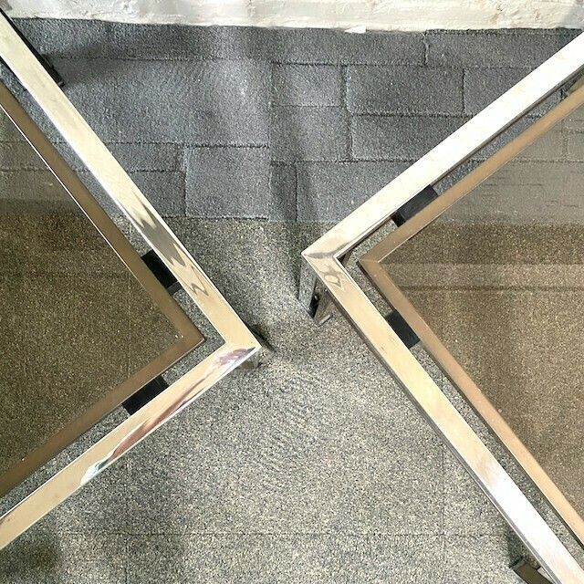 Paar Romeo Rega Bijzettafels In Chroom En Messing photo furniture