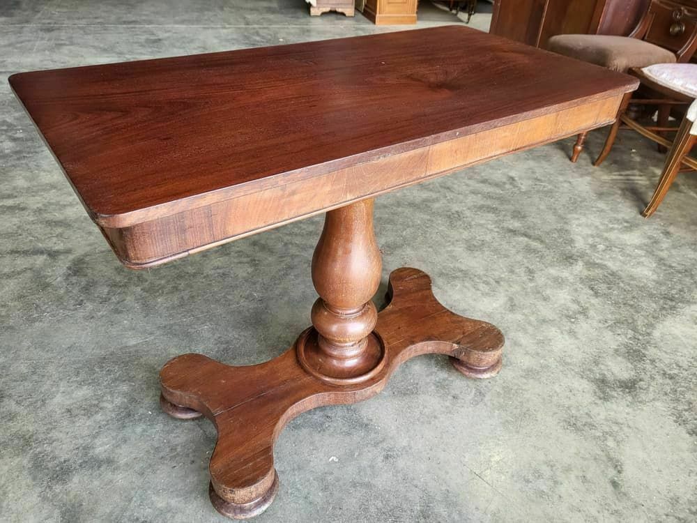 photo for sale Antique Victorian Adjustable Height Pedestal Desk Work Console Table Quad Base