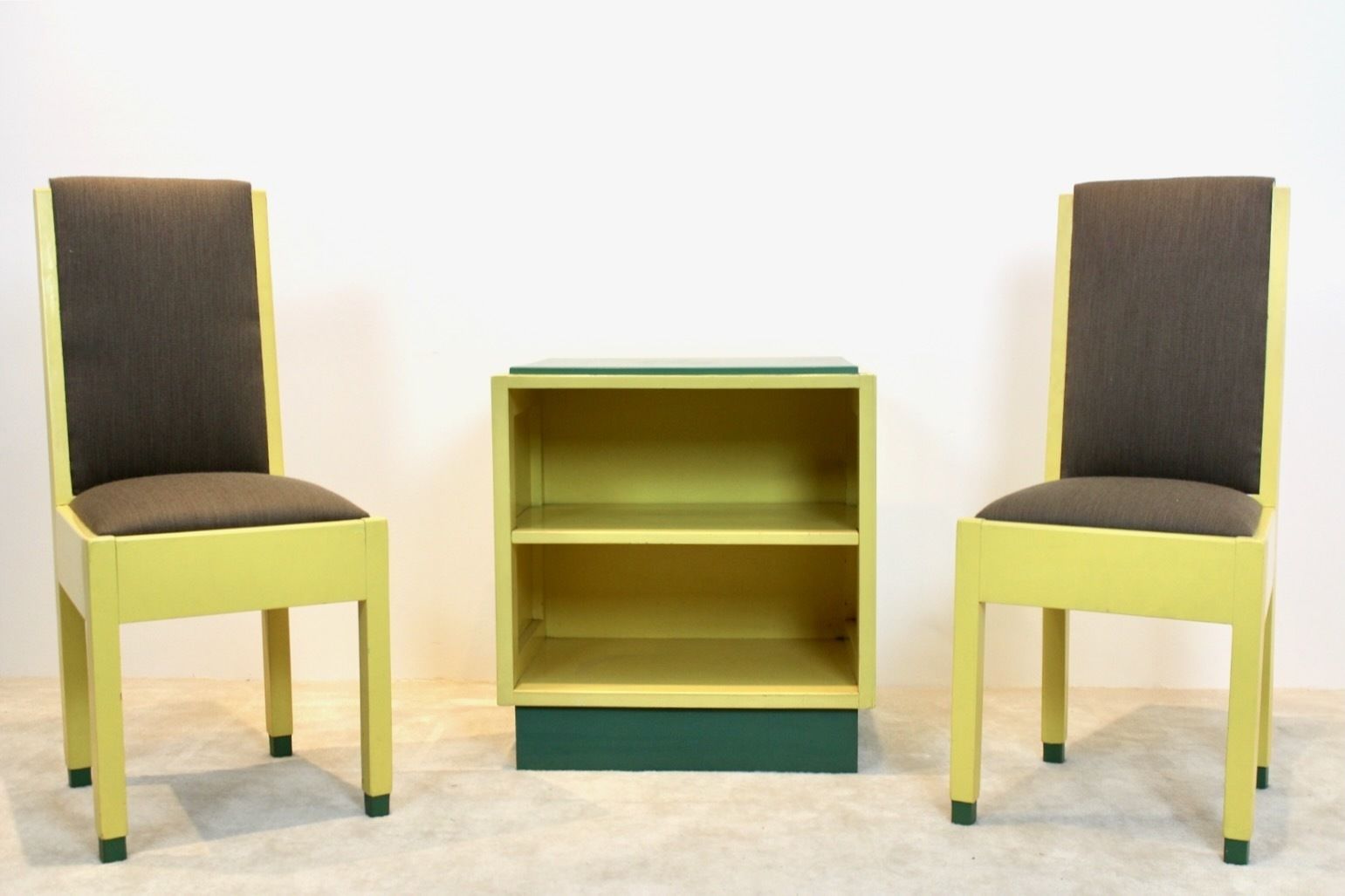 photo for sale Dutch Modernism Chairs And Cabinet By Jan Den Drijver For ‘De Stijl’