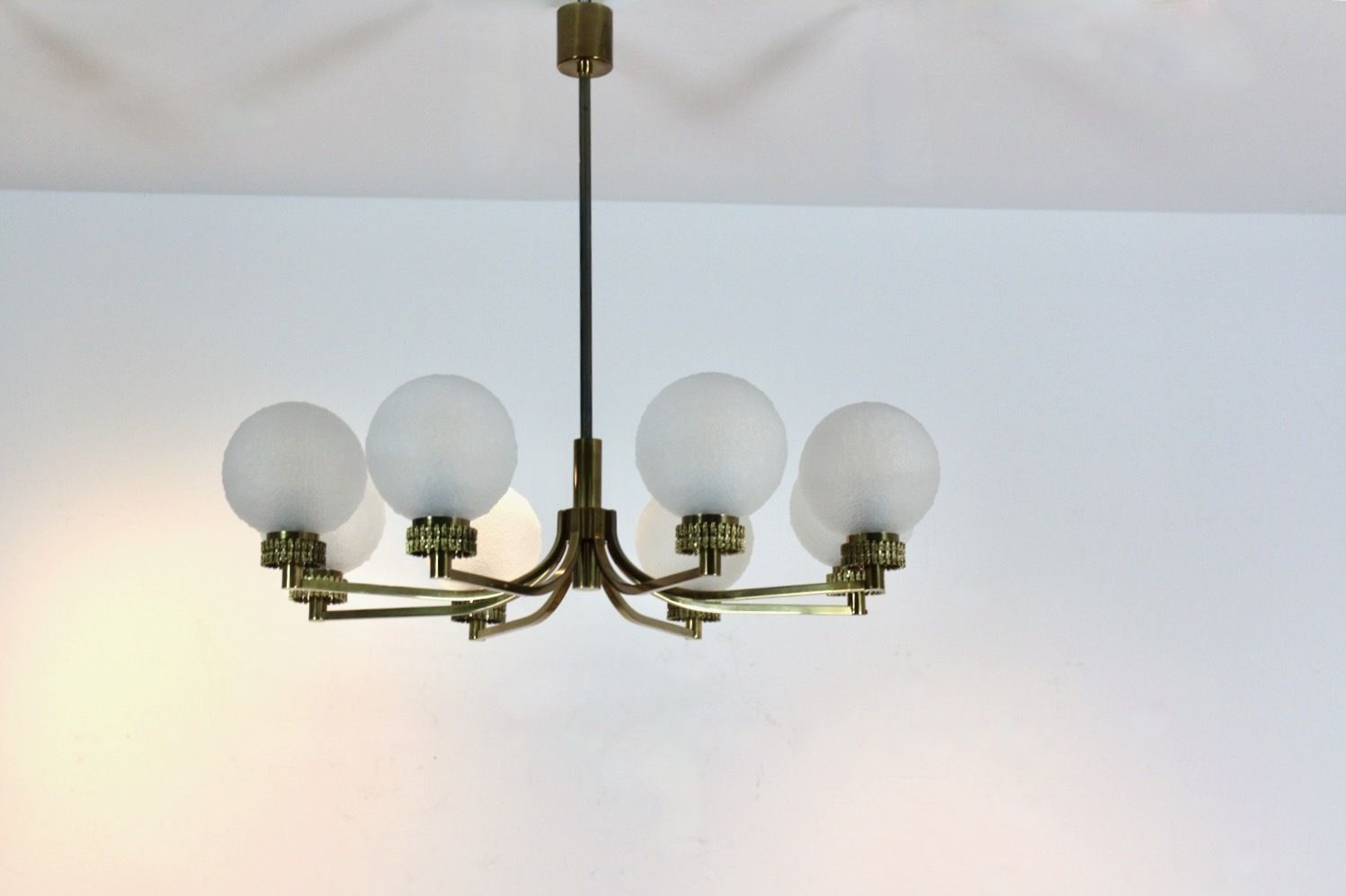 French Brass And Frozen Glass Chandelier photo Lighting