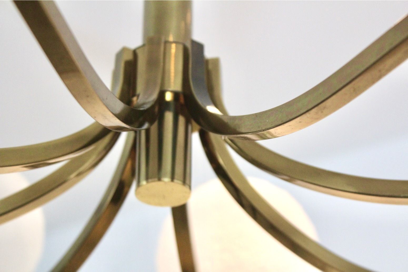 French Brass And Frozen Glass Chandelier photo vinterior