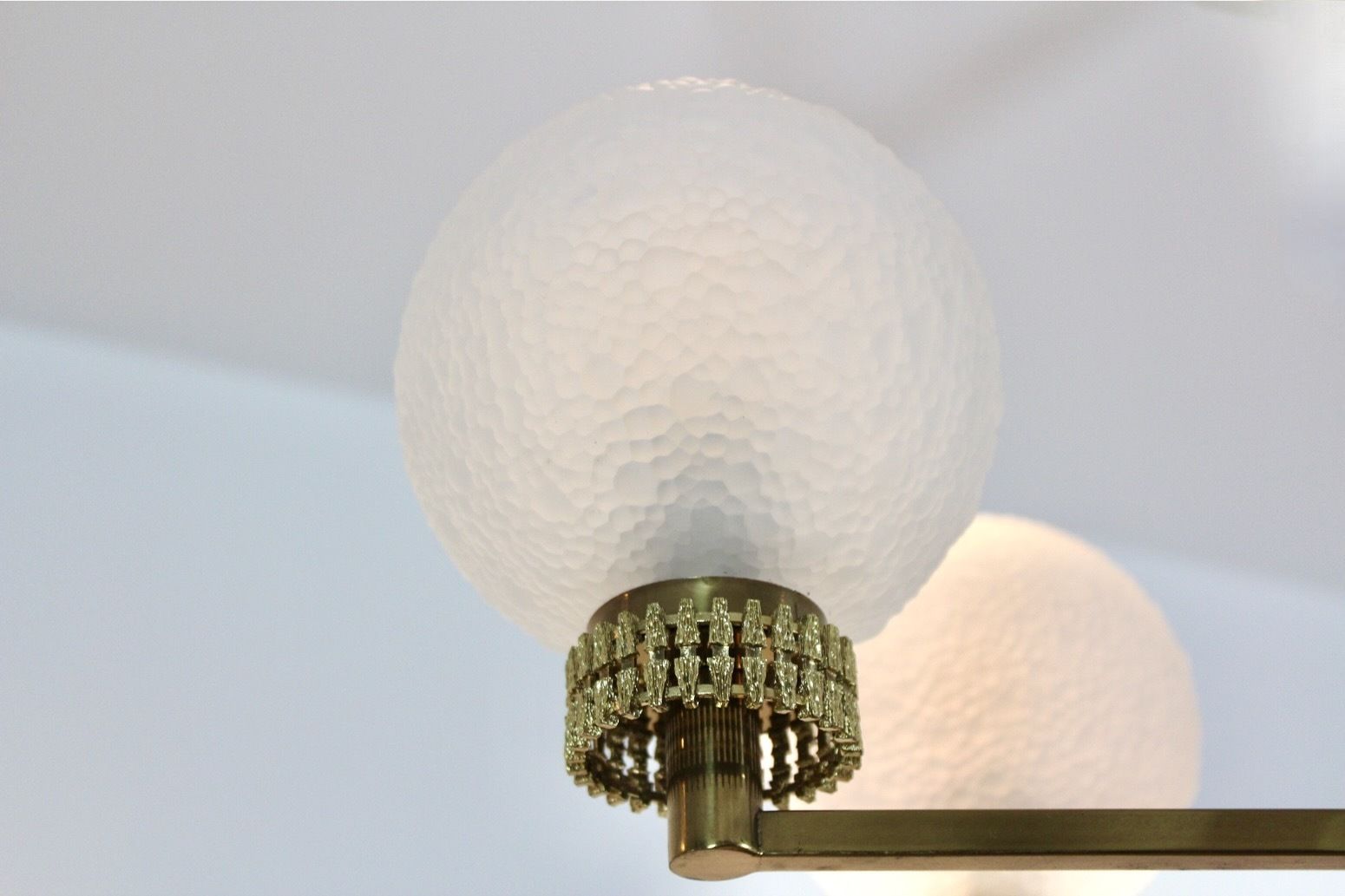 French Brass And Frozen Glass Chandelier photo buy