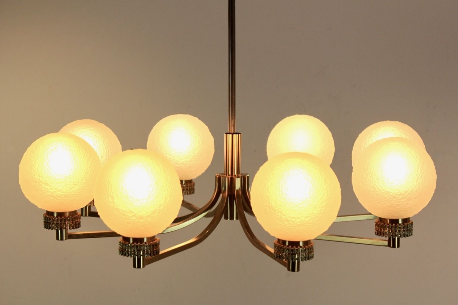 photo buy French Brass And Frozen Glass Chandelier